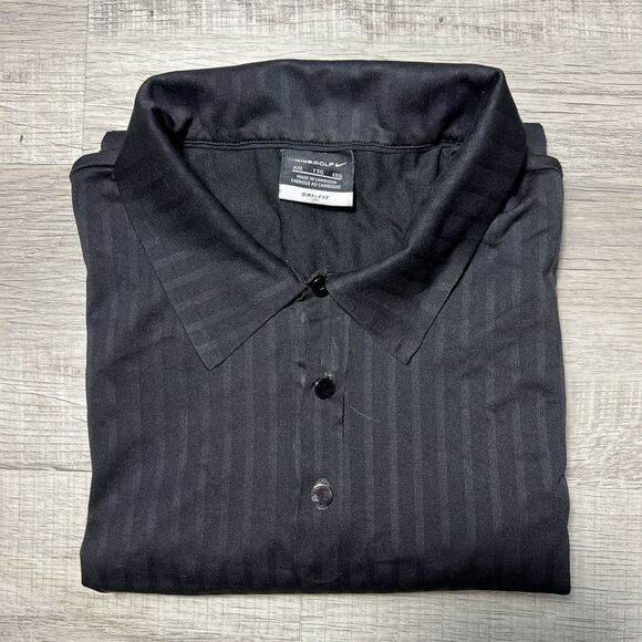 Nike Golf  Dri-FIT Polo Shirt Mens XXL Black Striped Short Sleeve Performance - Picture 1 of 7
